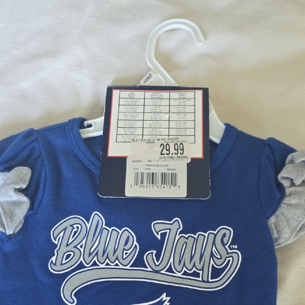 MLB Blue Jays Blue and Gray Baby Onesie - Picture 3 of 4